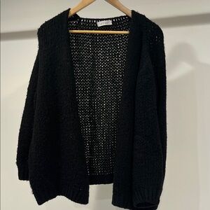 Elegant Black Open Knit Cardigan
